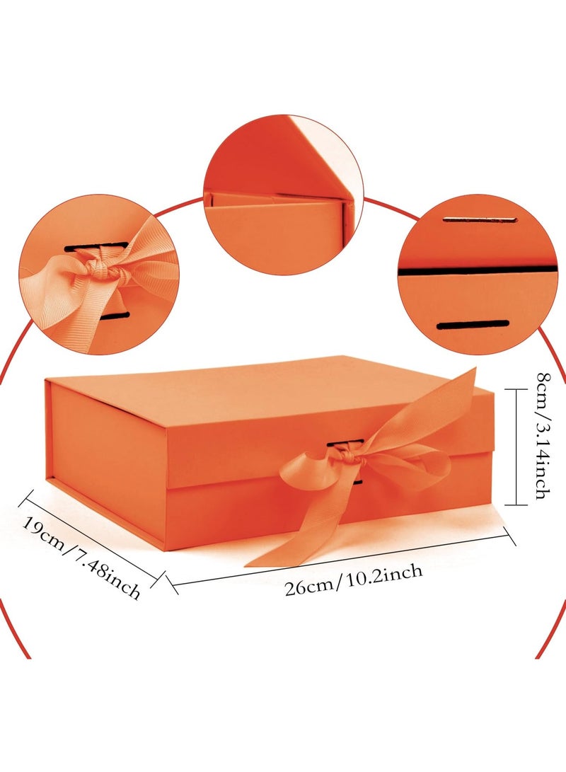 مجموعة من 5 صناديق هدايا مغناطيسية بغطاء مع شريط إغلاق، أنيقة وفاخرة للزينة (برتقالي) - Image 4